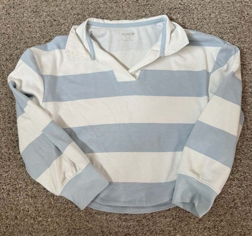 Old Navy Active Striped Long Sleeve Polo Shirt Youth Small